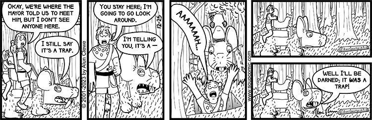 Not the fanciest or best made trap, though. I'll give it a B minus. Comic strip for December 25 2023.